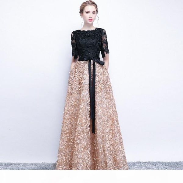 

socci weekend elegant mother of the bride dresses black lace flowers women formal party dress evening gown robe de soiree sh190708, White;black