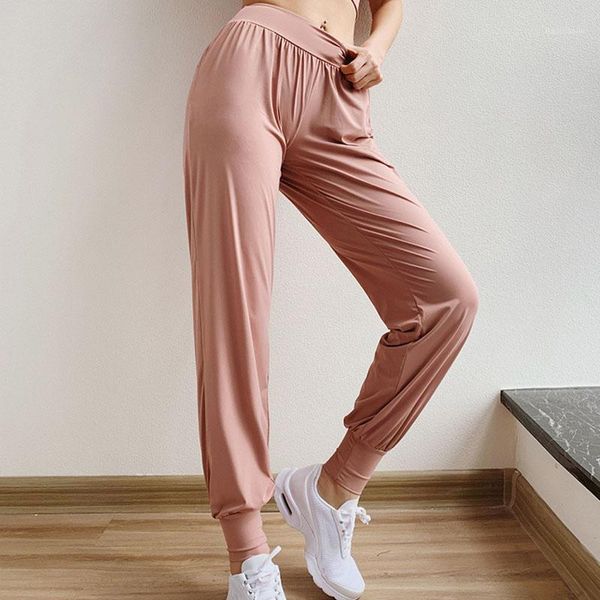 

high waist sports pants female dance fitness pants comfortable loose women yoga harem pant gym workout1, White;red