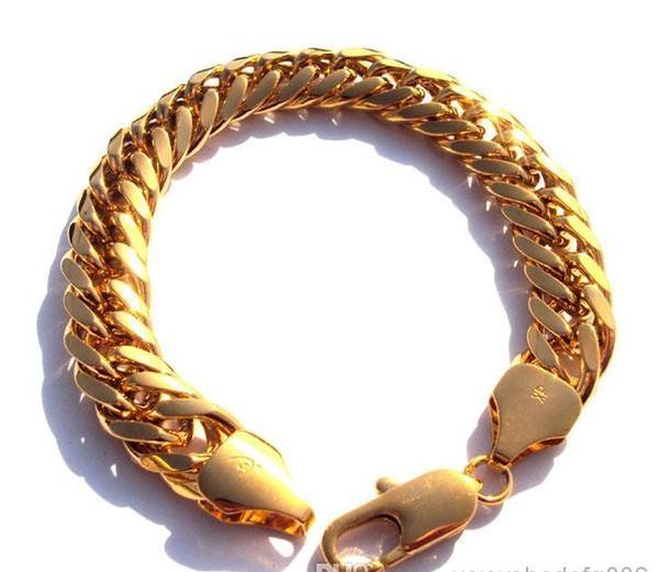 

heavy 44g hypotenuse nugget bracelet 18kt yellow gold hge 230mm mens new 100% real gold, no sqcbin beauty888, Golden;silver