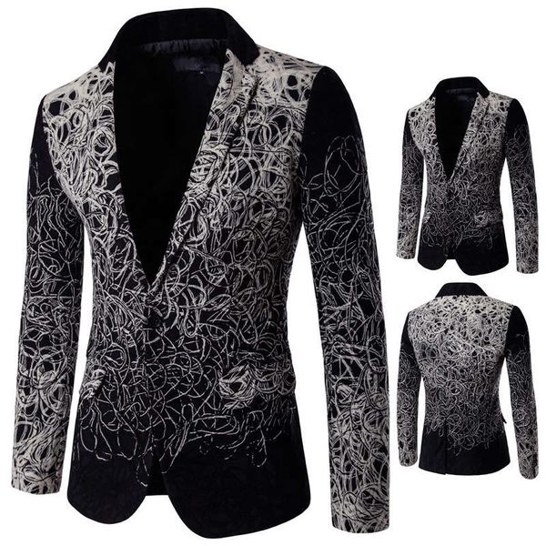 

spring 2020 new boutique men's fashion flower trend single breasted casual suit d060, White;black