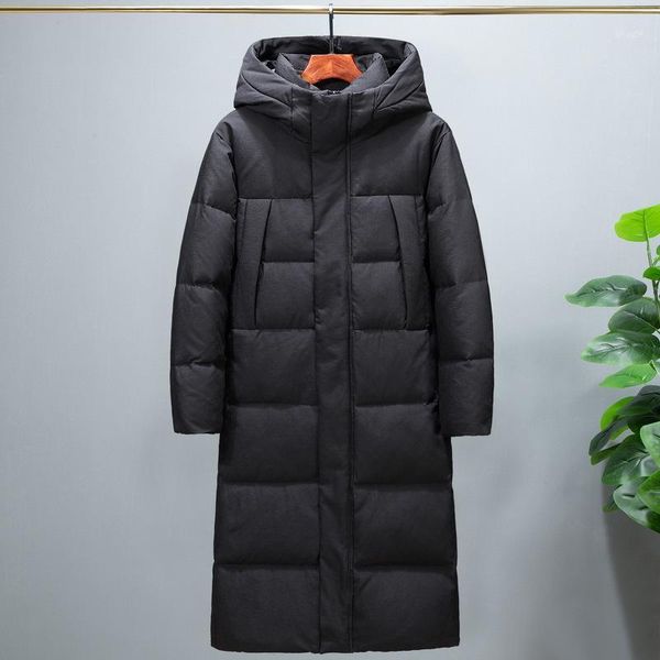 

2019 winter new men white duck down x-long warm down jacket business fashion thicken warm parka and coats male brand clothes1, Black