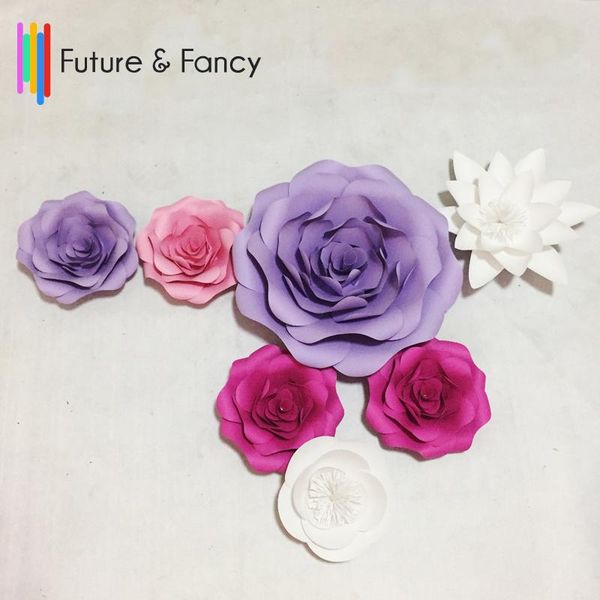 

7pcs set giant paper rose flowers showcase wedding backdrops props flores artificiais para decora o mix flowers styles