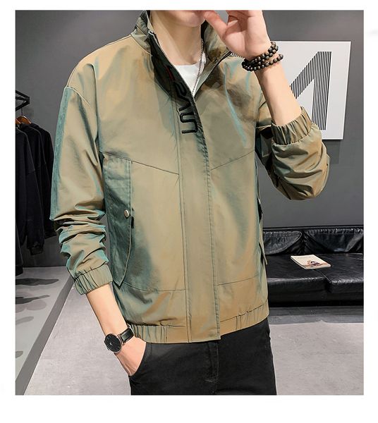 

khaki the new tide of han edition line handsome leisure jacket, Black;brown