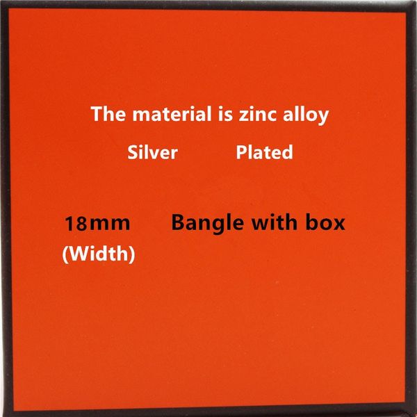 

18mm luxury zinc alloy silver cuff bracelets&bangles wristband enamel bangle letter design classic original bracelets, Black