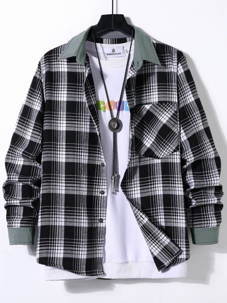 

men plaid shirt without tee m3bm#, White;black