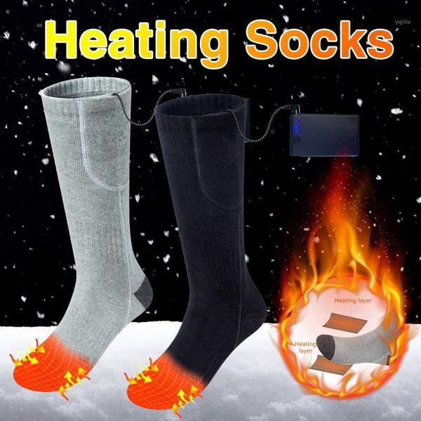 

electric cycling heating socks for men and women ciclismo breathable heated winter warm skiing knee socks with usb interface 1pc1, Black