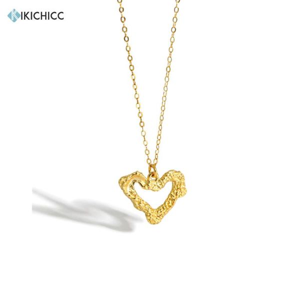 

chains kikichicc 925 sterling silver gold heart pendant necklace long chain women fashion luxury jewelry rock punk fine jewels