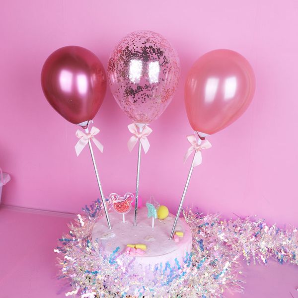 3 pcs confetti látex colorido Bakeware Balão Bolo Topper Para Casamento Festa de Aniversário Baby Chuveiro Decoração Ferramenta 20220110 Q2