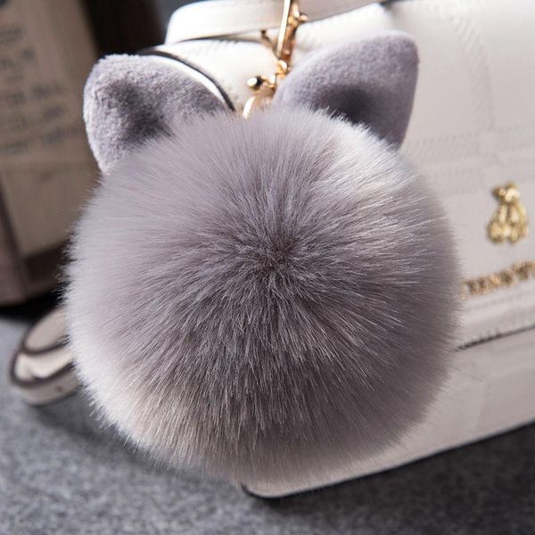 

women girls fluffy faux fur rabbit ear pompom ball handbag pendant car key chain women girls sqchxo pingtoy