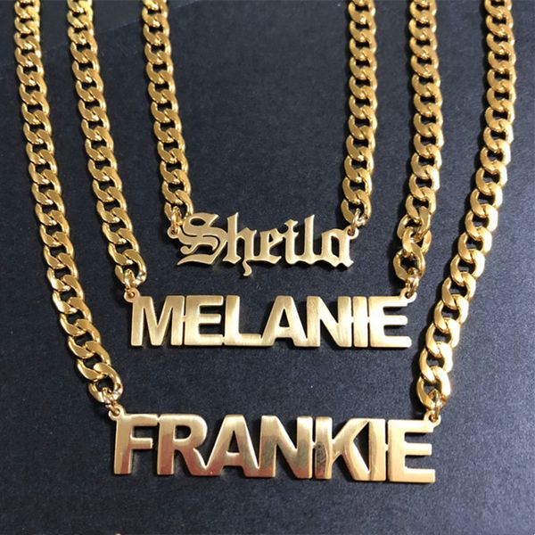 

gold plated stainless steel custom name letter pendant necklace for men women jewelry gift for friends, Silver