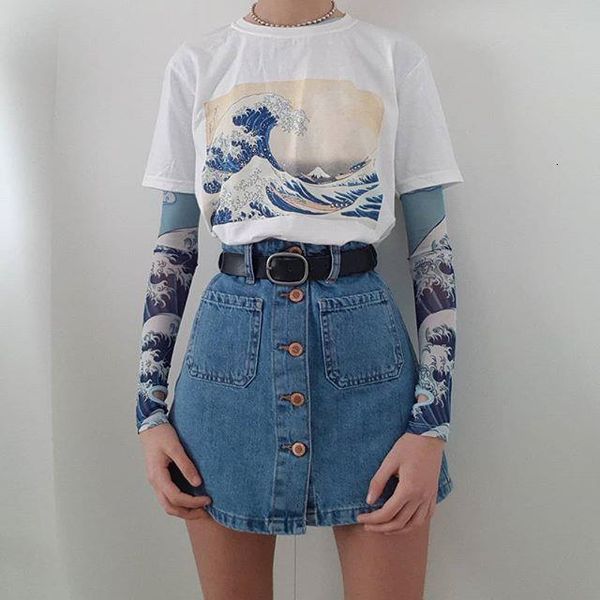 

fashionshow hjn tumblr fashion hokusai japanese painting under the wave off kanagawa white tshirt short sleeve cotton tee
