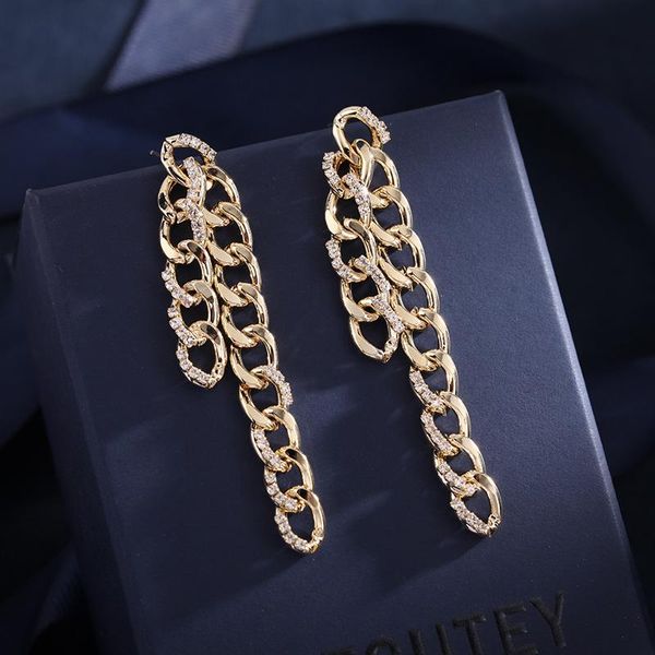 

dangle & chandelier vintage gold chain bar long thread tassel drop earrings for women korean crystal big earring fashion jewelry 2021, Silver