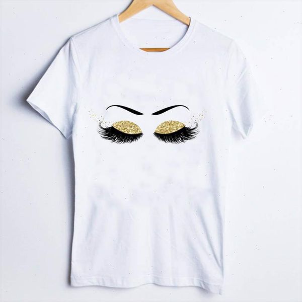 

tees for women print casual cartoon make up face elegant 90s fashion ladies t shirt clothes lady clothing female t shirt, White