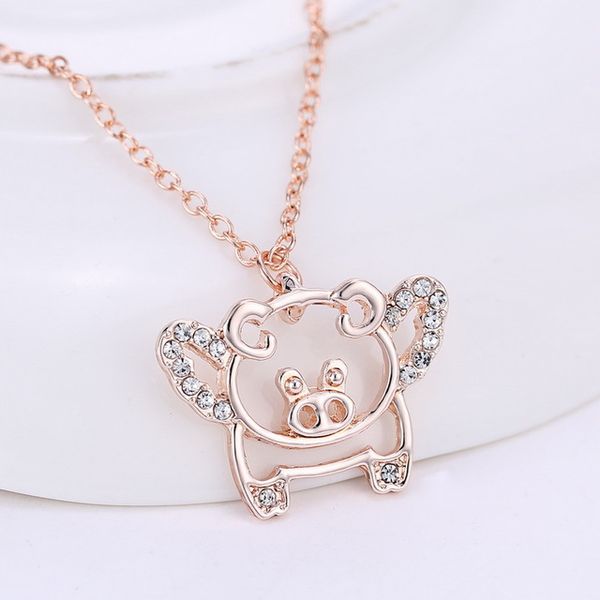 

корейский летающий свиньи ожерелье прекрасная розовая золотая алмазная кулон, Silver