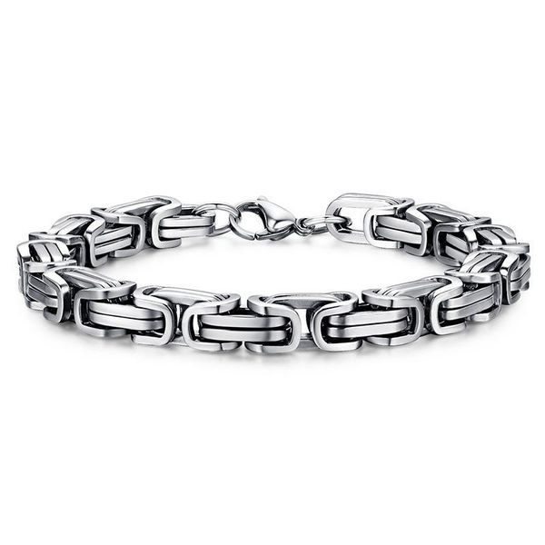 Braceletes Masculinos Cadeia de Ouro Link Bracelete 9mm Largura Heavy Chain Byzantine Womens Mens Pulseira Hip Hop Rock Jóias