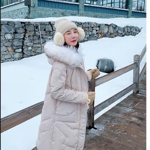 

winter coat ins super fire winter wear new big hair collar down cotton-padded jacket women's long style versatile 200923, Black