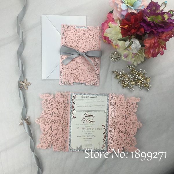 

greeting cards unique design laser cut pure white arabic wedding invitation holder1