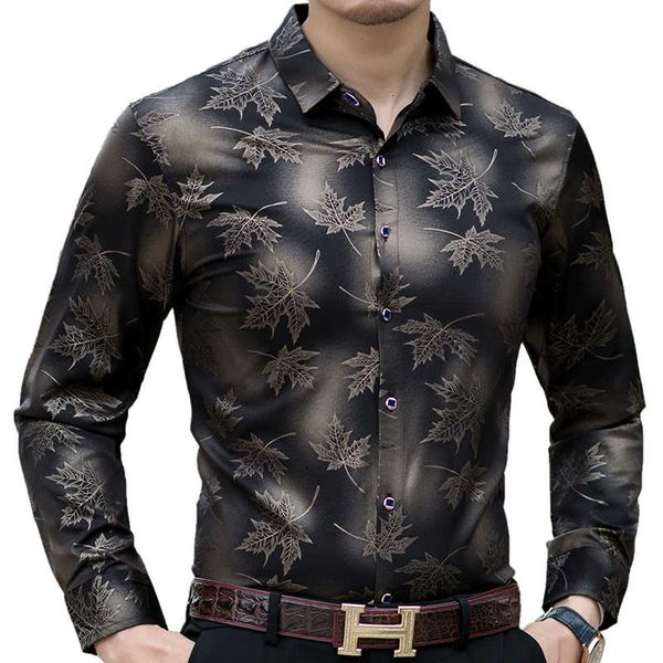 

2019 new social long sleeve maple leaf designer shirts men slim fit vintage fashions men's shirt man jersey clothing 36565, White;black
