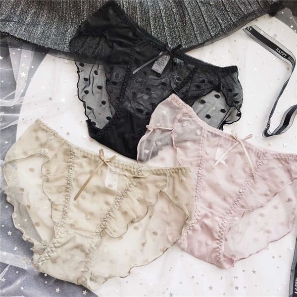 

underwear traceless breathable women under dots thin comfortable fashion lace bow woman panties, Black;white