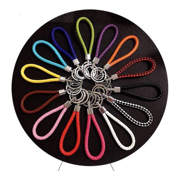 

keychains leather creative woven handmade rope double 15 colorful style ring diameter 2.5cm and 3.5cm, Silver