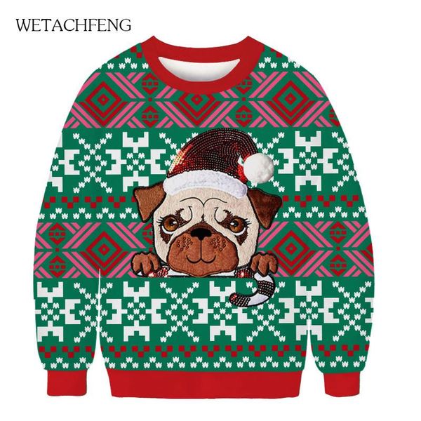 

new men's ugly christmas sweaters winter autumn funny cute dogs printed jumpers plus size pullovers xmas uncoat clothes, White;black