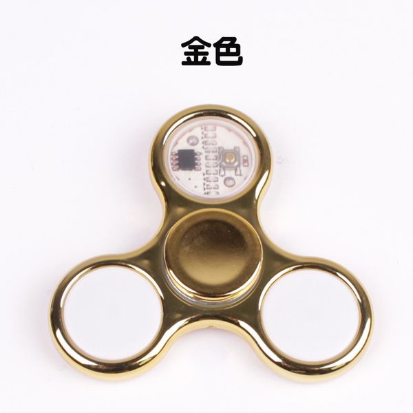

2020 new product classic toys finger tip gyroscope with light electroplating three leaf crystal children finger toy decompression toys