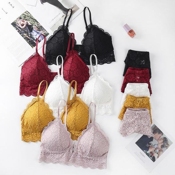 

lingerie sets women padded bralette hollow panties thin cup underwear backless vest transparents briefs female intimates #f1, Red;black