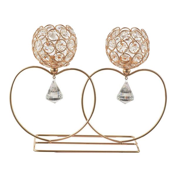 

tea light holders, plated iron candlestick wedding props home decoration double heart metal candlestick ornament