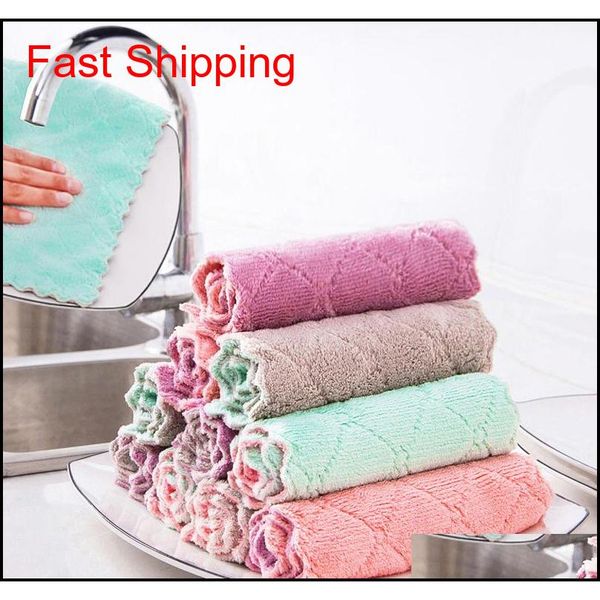 

thick coral velvet dish cloth clean cloth reusable scrub wash cloths home kitchen cleaning clot qylmay homes2011