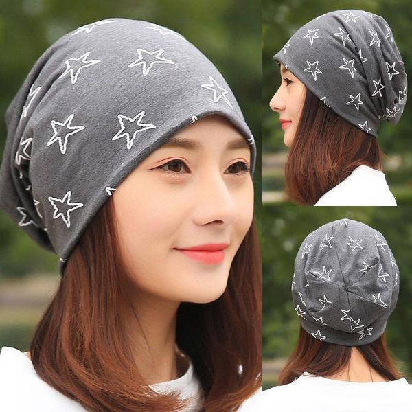 

beanie/skull caps longkeeper 2021 polyester cotton casual stars headscarf fashion women spring autumn beanies men scarf cap hats 5 col, Blue;gray