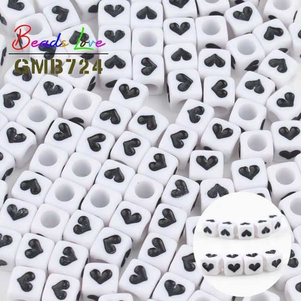 

wholesale mix 100pcs white square heart acrylic loose spacer beads for jewelry making diy craft bracelets necklace accessories wmtyqp