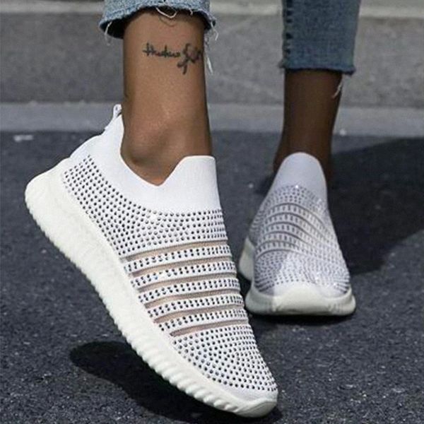 

2020 snaekers for women running shoes slip on platform flat casual vulcanzied big crystal women's breathable drop shipping #vi6s