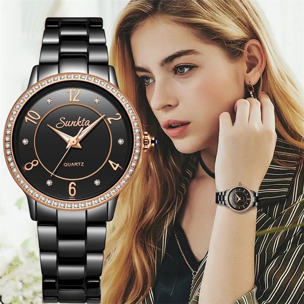 

sunkta fashion women waterproof quartz watches ladies brand luxury female business wristwatch clock relogio feminino 201218, Slivery;brown
