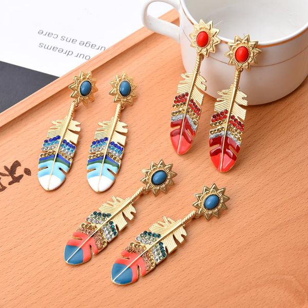 

dangle & chandelier ztech bohemia vintage leaves earrings for women girls long drop female fashion jewelry accessories brincos, Silver