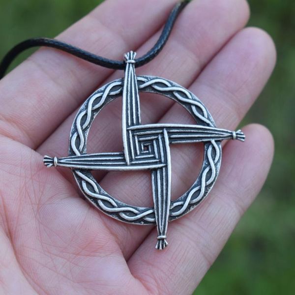 

chains sanlan 1pcs celtics irish cross brigid's pendant necklaces talisman, Silver