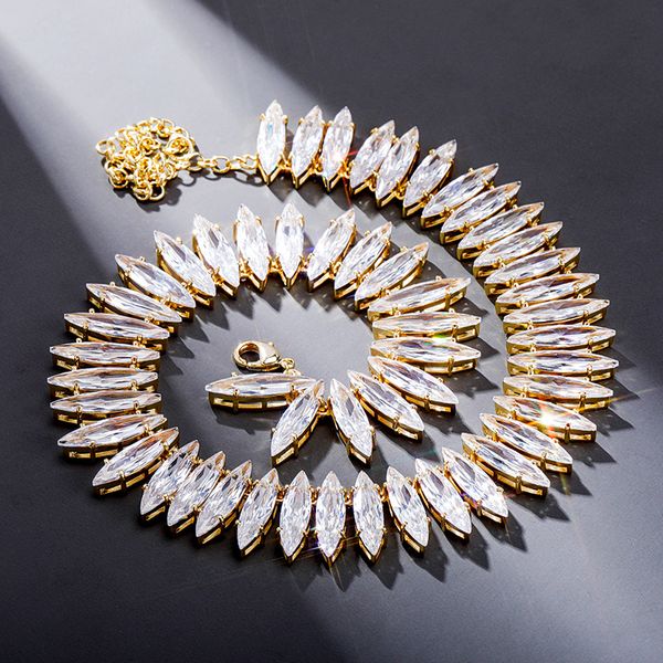 

20mm hip hop claw set oval cubic zirconia bling iced out tennis link chain chokers necklaces for men women rapper jewelry, Black