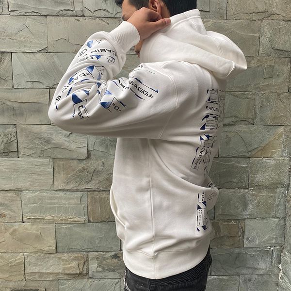 

fall winter 2020 hoodies of creative men fun sticky tape labeling hoodied hoodie with hip hop men's, Black