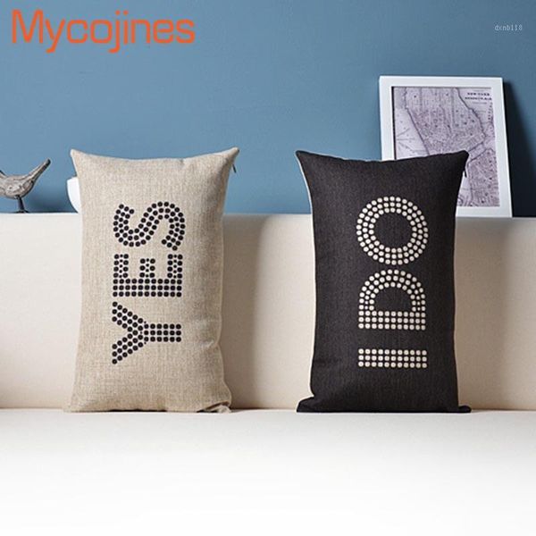 

letters yes i do cushion covers wedding gift pillowcase 50*30cm home decorative sofa throws linen cotton pillow cover cojines1