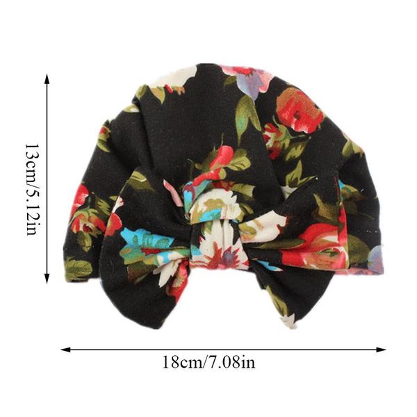 

2020 newly princess cute baby girls boys hats headwear floral print cotton bowknot beanie toddler kids turban hat winter cap h wmtrok, Black;brown