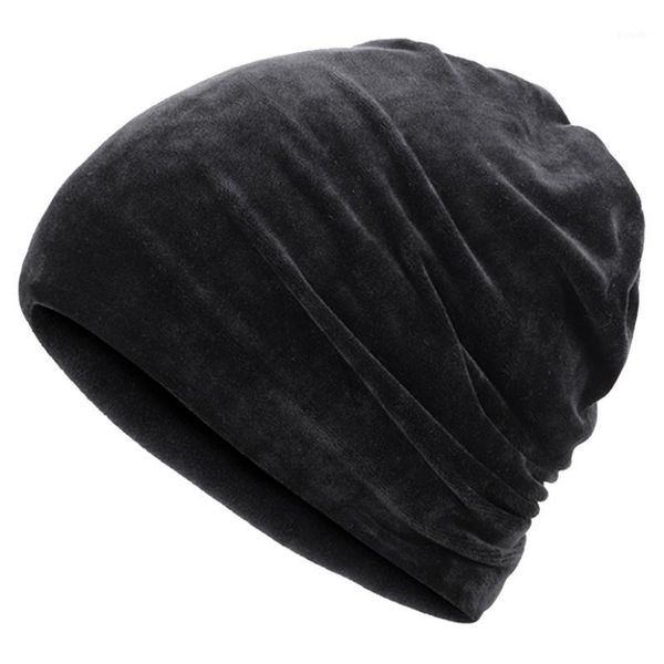 

women men winter cap soft warm stretch hats casual beanies slouchy skullies bonnet velvet beanie cycling hat1, Black