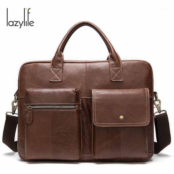 

briefcases lazylife briefcase mens genuine leather handbags crossbody bags men's luxury business messenger lapbag1