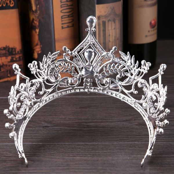 

forseven baroque style silver color crystal leaf tiaras crown de noiva bride bridal wedding party hair jewelry accessories y200409, Slivery;golden