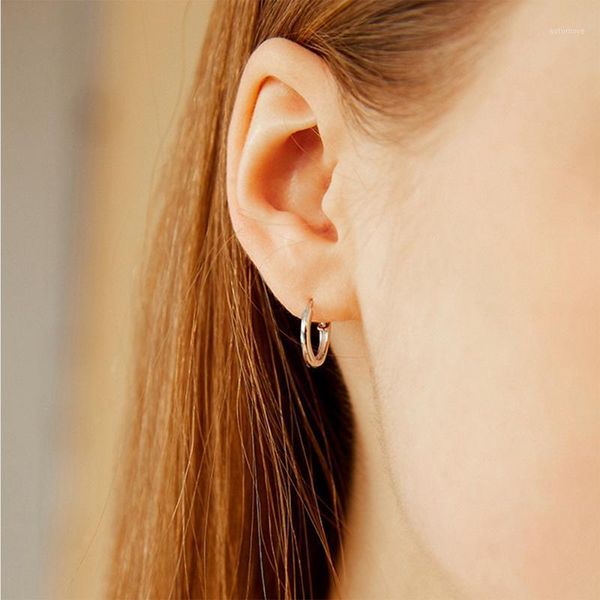 

10mm small delicate smooth circle hoop earrings brincos simple party round loop earrings for women jewelry1, Golden;silver
