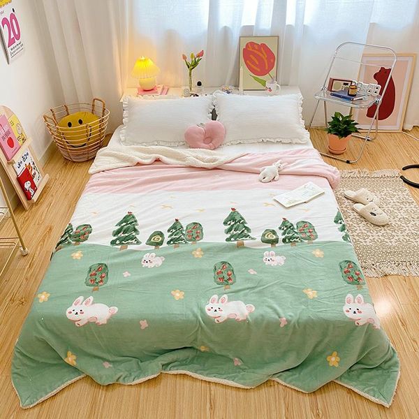 

cute christmas tree blanket thick lamb wool super soft warm throw blanket cartoon series nordic style bed cover 150x200
