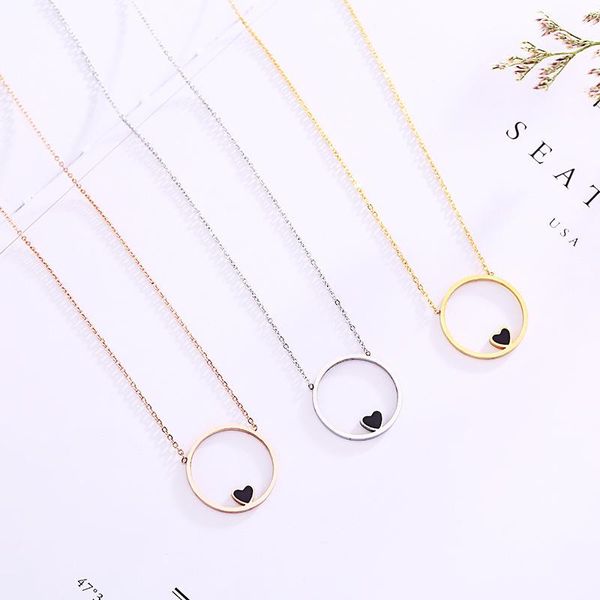 

pendant necklaces tshou191 titanium steel love necklace women's clavicle chain non-fading jewelry, Silver