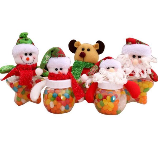 

new christmas decoration santa snowman candy jar small round star fabric doll candy box children gifts room decoration
