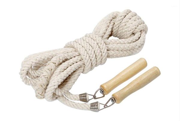 

jump ropes 3m single skip rope cotton handmade skipping wooden handle jump1