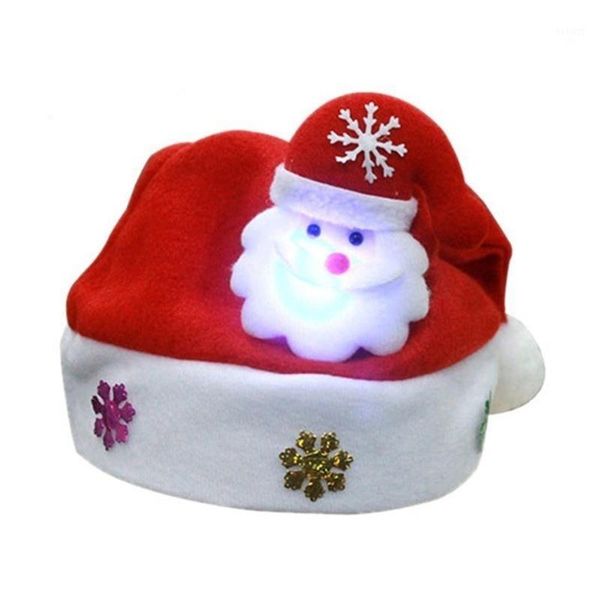 

new christmas led light hat cartoon santa claus/elk/snowman xmas cap for kids sci881