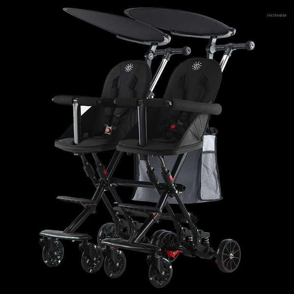 

double twin baby walking tool children foldable lightweight split infant baby second child with trolley1