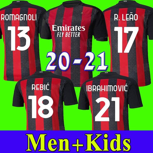 

20 21 ac milan soccer jersey 2020 2021 football shirt kids anniversary paqueta bennacer rebic camiseta de futbol romagnoli ibrahimovic, Black;yellow